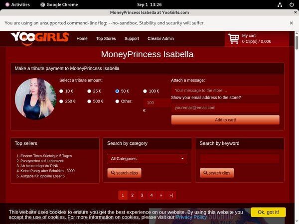 MoneyprincessIsabell Login Pass