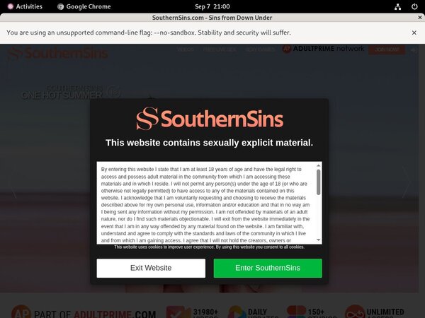 Southernsins Member Sign Up